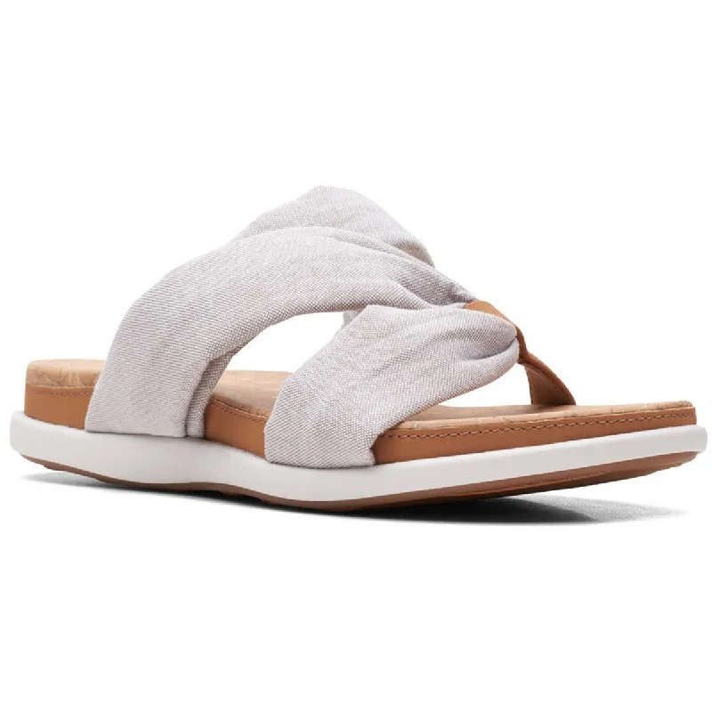 Comfortable sandals for women with adjustable Velcro straps for a perfect fit-Clarks Womens Eliza Skip Canvas Slip On Slide Sandals