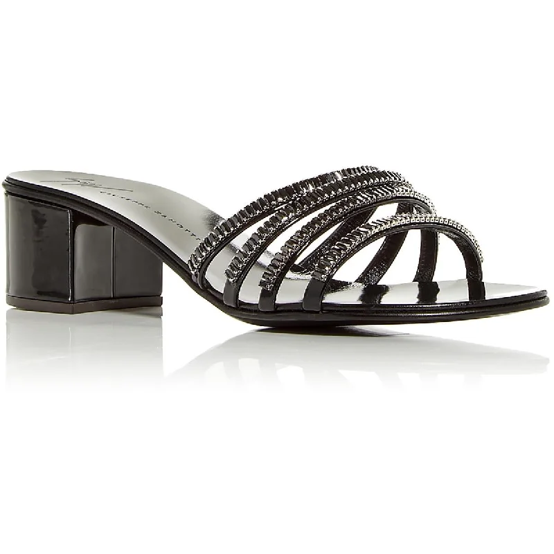 Stylish sandals for men with open-toe design and adjustable back straps for fit-Giuseppe Zanotti Womens Nero Rhinestone Slide Sandals