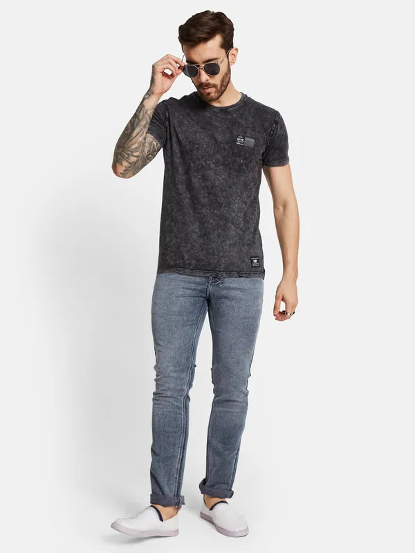 Cuffed Jeans for Stylish Touch -Denim jeans for travel-Octave Men Low Distress Heavy Fade Stretchable Jeans