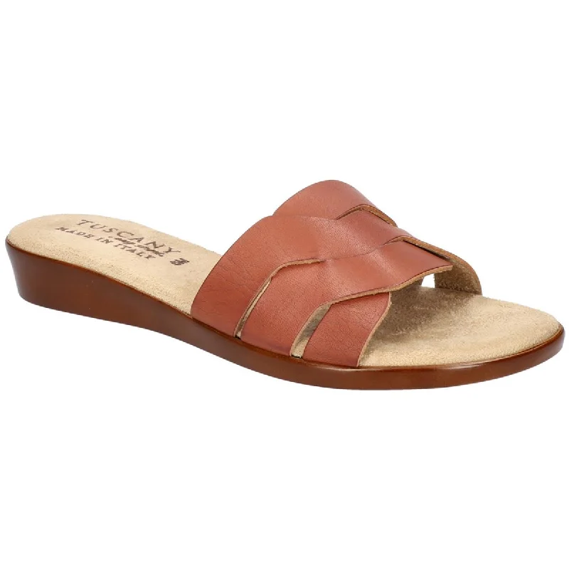 Comfortable sandals for women with plush straps and flexible soles for daily use-Tuscany By Easy Street Womens NICIA Faux Leather Slide Sandals