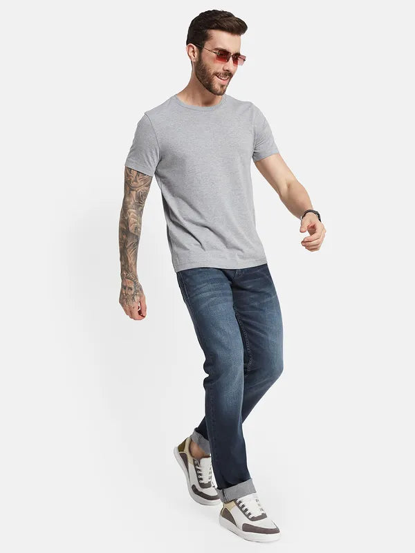 Colored Jeans for Variety -Denim jeans with mid-rise-Octave Men Straight Fit Clean Look Light Fade Stretchable Jeans