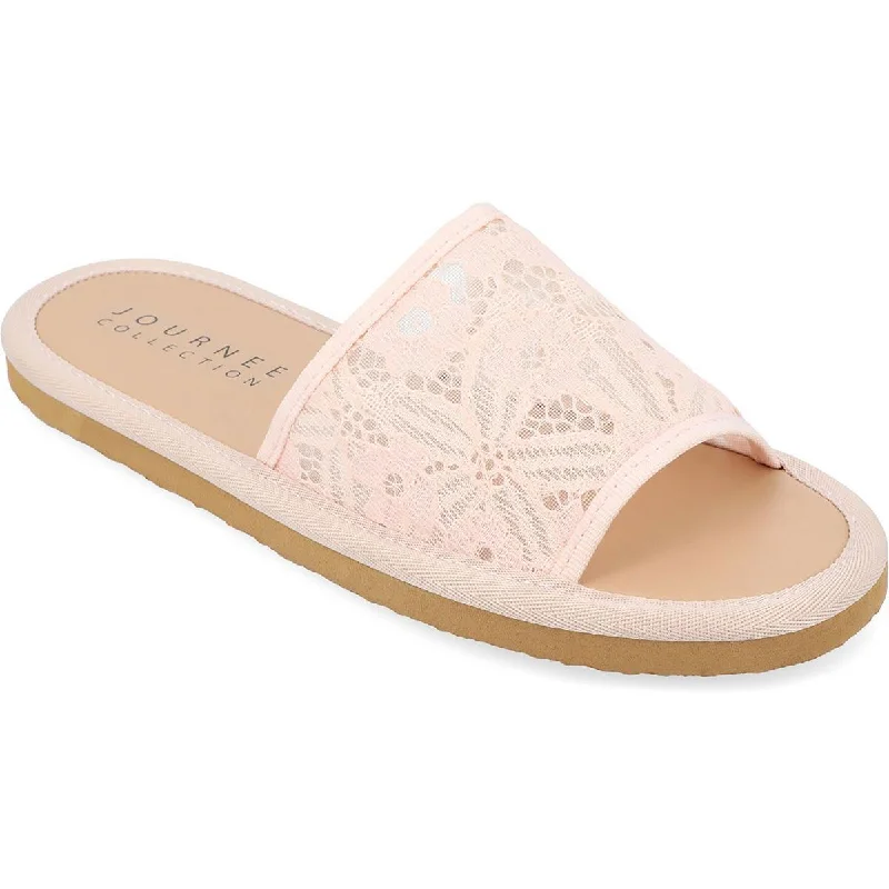 Casual sandals for women with cork footbed and crisscross strap design for style-Journee Collection Womens Lace Slide Sandals