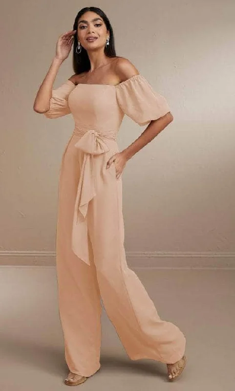 Plus size dresses for casual Fridays stay relaxed -Dress for summer-Christina Wu Celebration 22171 - Jumpsuit with Puff Sleeves