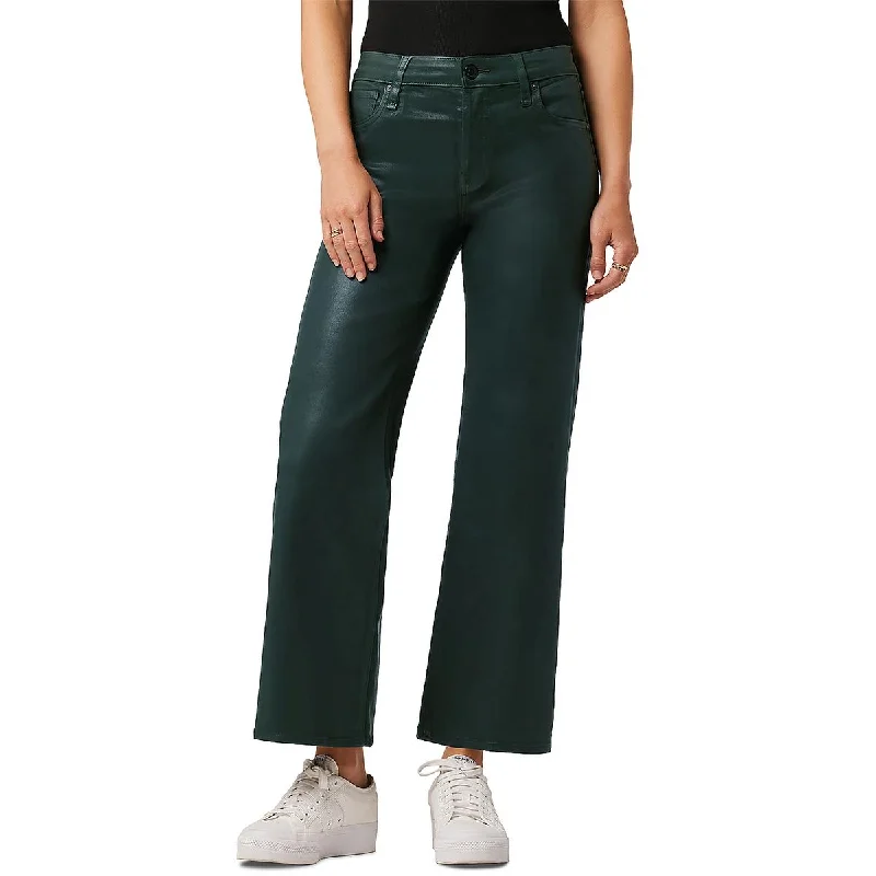 Flare Jeans for Retro Vibe -Denim jeans for tall men-Hudson Womens Cropped Coated Wide Leg Jeans