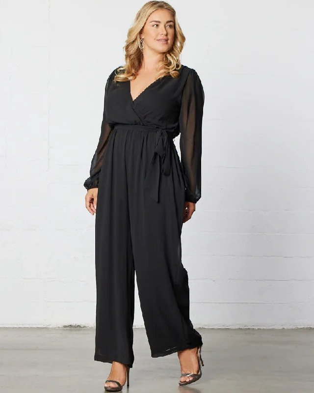 Plus size dresses with long sleeves cover comfortably -Dress for formal occasions-Celina Chiffon Jumpsuit