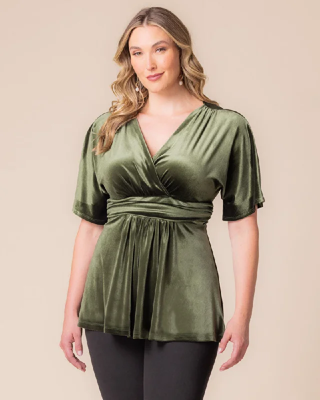 Plus size dresses with short sleeves suit spring -Dress for maternity-Park Avenue Velvet Top