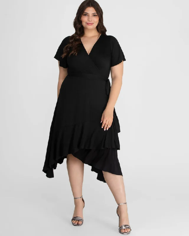 Plus size dresses with timeless charm stay chic -Dress with chiffon fabric-Rayna Plus Size Cocktail Wrap Dress