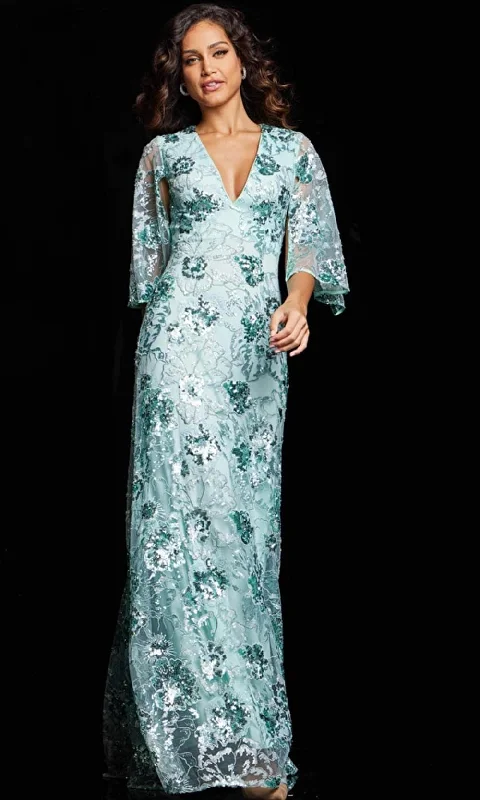 Plus size dresses for summer keep you cool -Dress with midi length-Jovani 26923 - Embroidered Floral Evening Gown