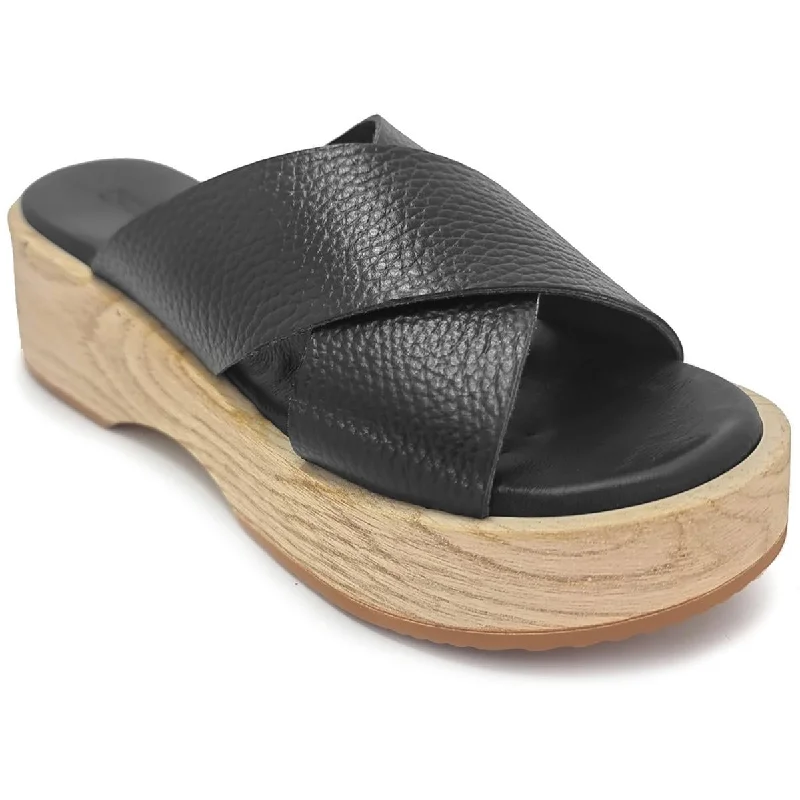 Casual sandals for women with wide straps and flat sole for relaxed fit-Gentle Souls Womens Leather Wooden Soul Platform Sandals