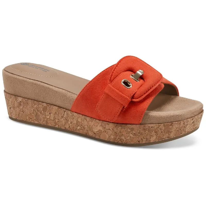 Outdoor sandals for women with cushioned footbed and adjustable straps for support-Giani Bernini Womens Ashllyn Faux Suede Cork Wedge Sandals