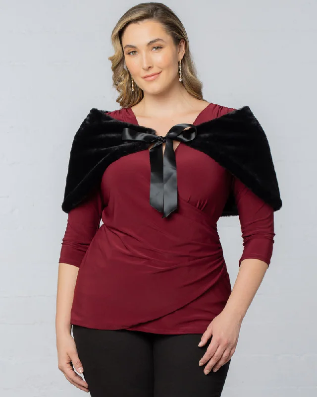 Plus size dresses featuring laser-cut details are unique -Dress with short sleeves-Starlet Faux Fur Bolero Shrug - Final Sale!