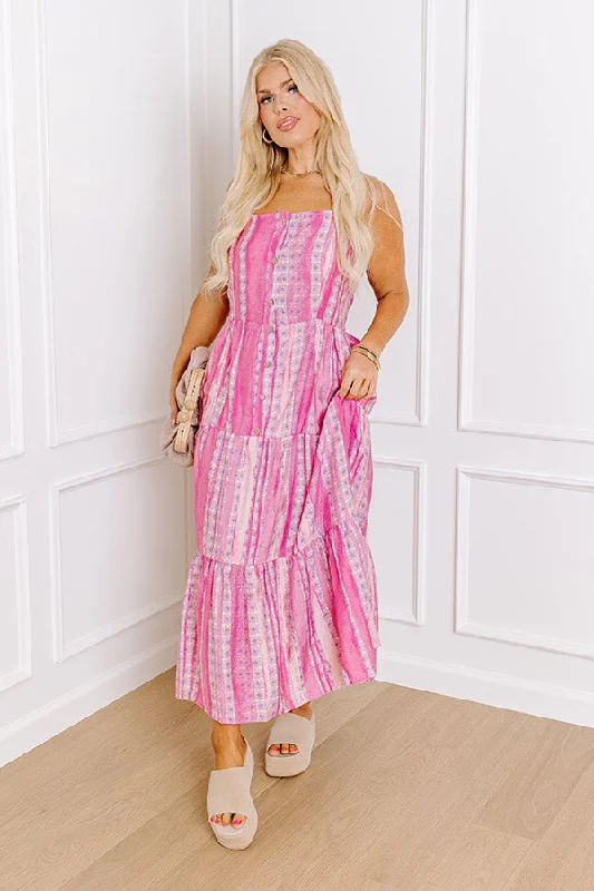 Plus size dresses featuring striped patterns are fresh -Dress for young women-Sunny in Santa Barbara Midi in Blush Curves