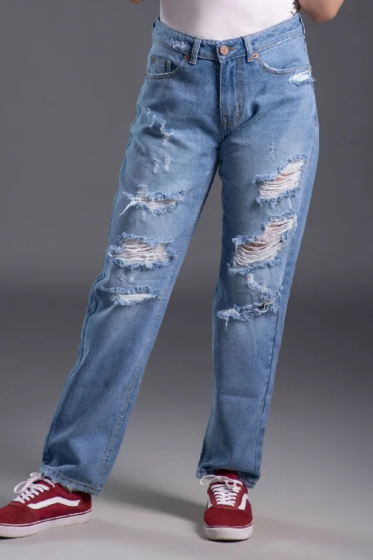 Recycled Jeans for Green -Denim jeans for eco-friendly shoppers-Ripped Mom Jeans