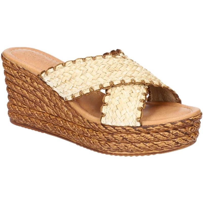 Comfortable sandals for men with cushioned footbed and water-friendly design-Bella Vita Womens Geo-Italy  Woven Wedge Sandals