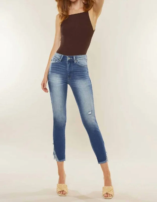 Shorts Jeans for Hot Days -Denim jeans with skinny fit-Geneva High Rise Ankle Skinny Jeans In Medium Blue