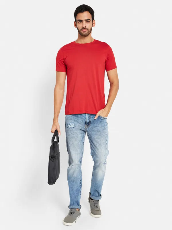 Boyfriend Jeans for Relaxed -Denim jeans for summer-Octave Men Mid-Rise Mildly Distressed Heavy Fade Cotton Jeans