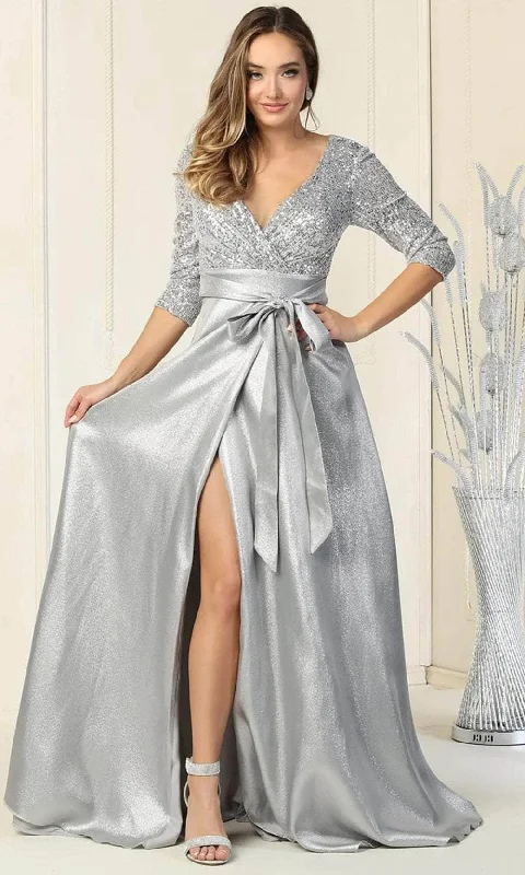 Plus size dresses featuring braided trims are artsy -Dress for homecoming-Sequined V-Neck Evening Dress MQ1852