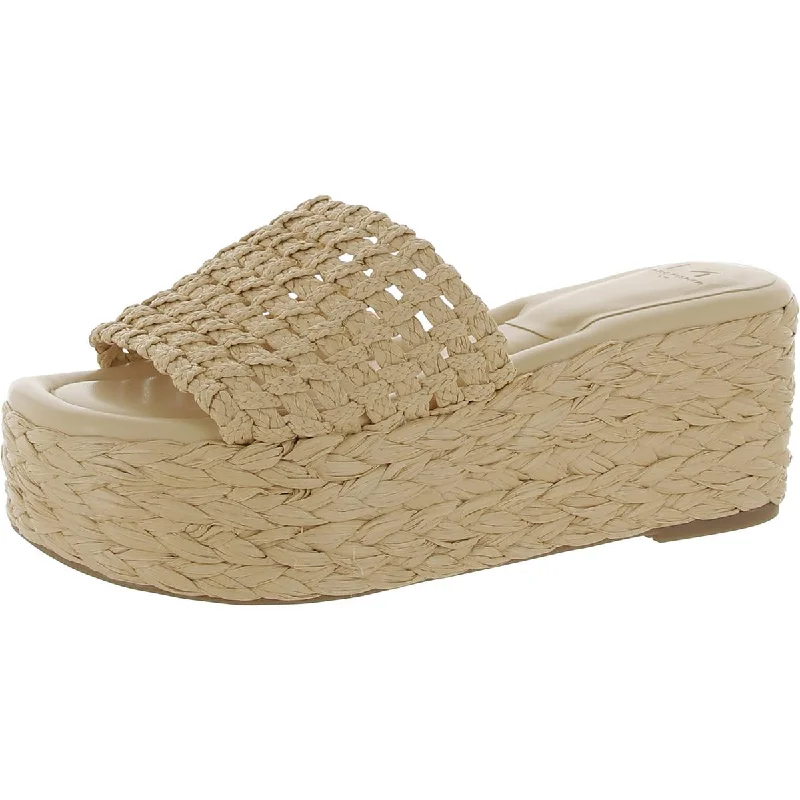 Comfortable sandals for men with mesh lining and slip-on convenience for comfort-Marc Fisher LTD Womens Priya Woven Peep-Toe Platform Sandals