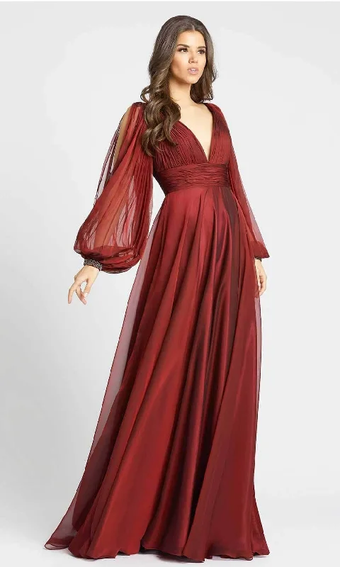 Plus size dresses with V-necks elongate figures -Dress for Easter-Mac Duggal Evening - 67414D Deep V-Neck Gown