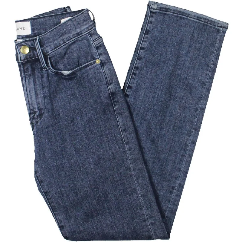 Pencil Skirt Jeans for Sophistication -Denim jeans with cargo pockets-FRAME Womens High-Rise Denim Straight Leg Jeans