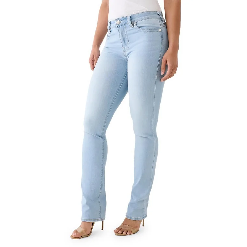 Designer Jeans for Luxury -Denim jeans for sandals-True Religion Womens Billie Mid-Rise Light Wash Straight Leg Jeans