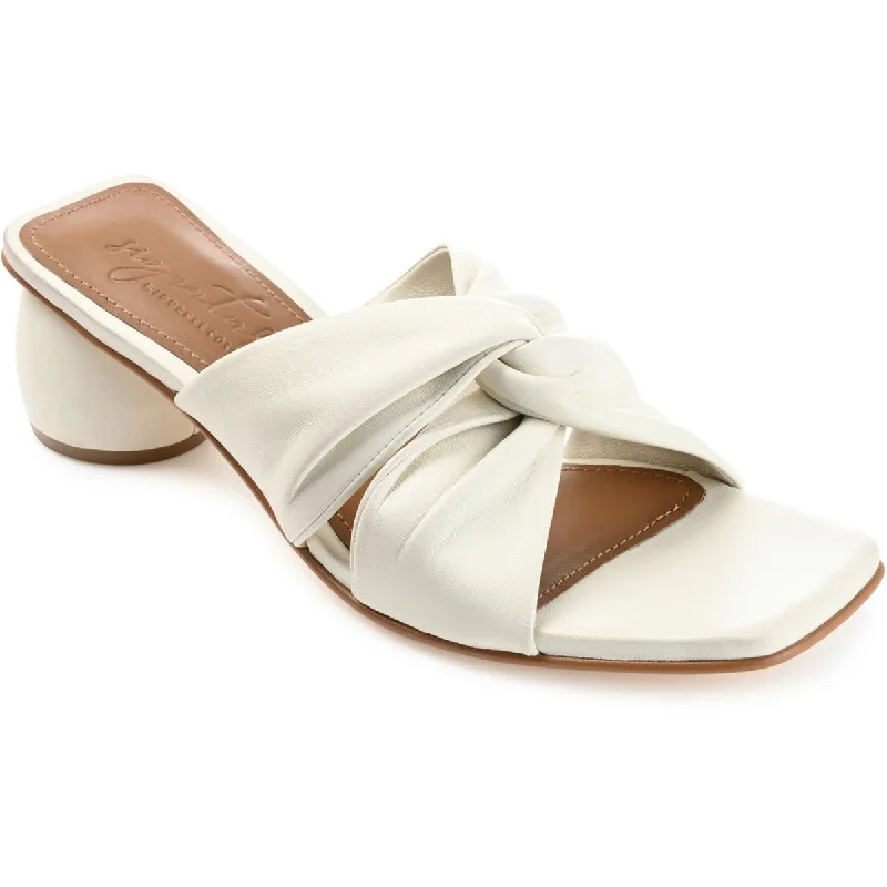 Stylish sandals for women with metallic accents and sleek, minimalist style-Journee Signature Womens Charlize Leather Slide Sandals