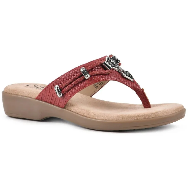 Trendy sandals for women with braided straps and comfortable footbed for casual style-Cliffs by White Mountain Womens BAILEE Faux Leather Slip On Thong Sandals