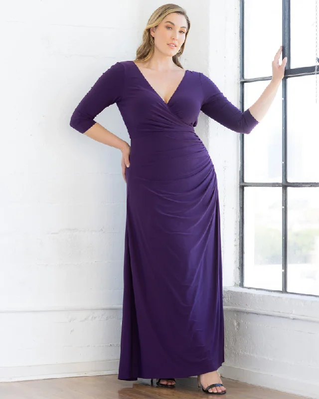 Plus size dresses for wide hips fit nicely -Dress for beauty pageants-Gala Glam Evening Gown with Sleeves - Sale!