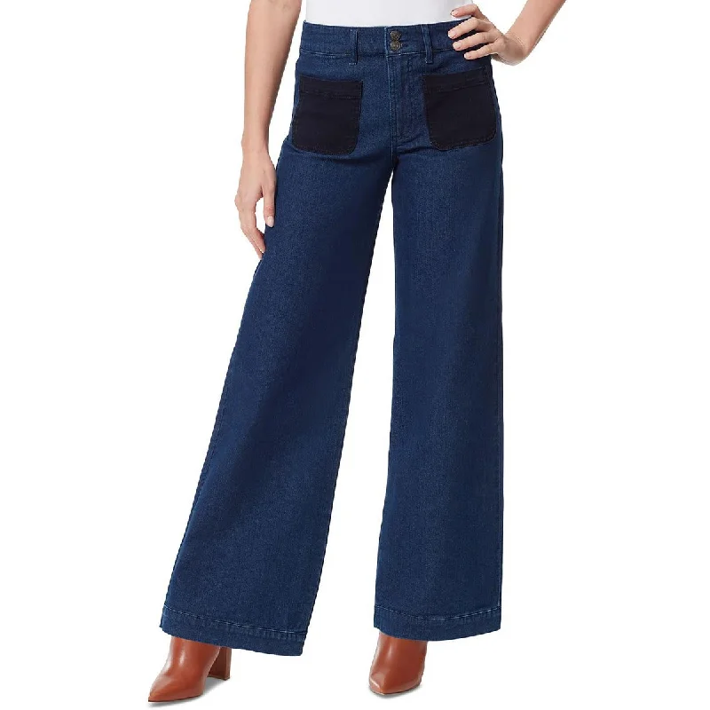 Capri Jeans for Beach Style -Denim jeans for autumn-Gloria Vanderbilt Womens Dark Wash High Rise Wide Leg Jeans