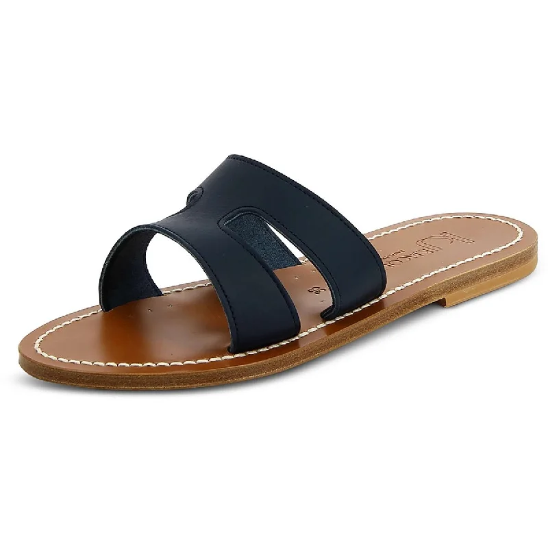 Summer sandals for women with breathable design and comfortable fit-K. Jacques Womens Leather Slip-On Slide Sandals