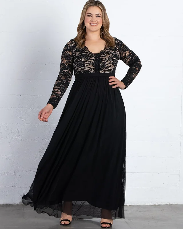 Plus size dresses for fuller busts fit perfectly -Dress for gothic fashion-Jasmine Lace Evening Gown - Final Sale!