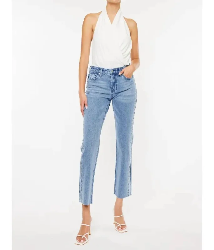 Cargo Jeans for Utility -Denim jeans with pearls-Evelyn Mid Rise Jeans In Blue