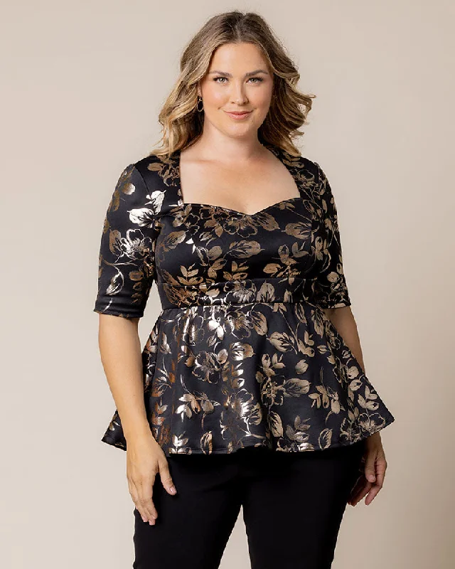 Plus size dresses with side ties cinch nicely -Dress for autumn-Cherished Sweetheart Peplum Top