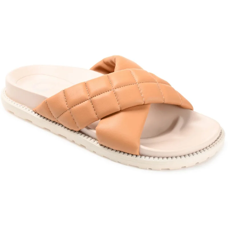 Trendy sandals for men with suede straps and minimalistic design for everyday wear-Journee Collection Womens Aveena Faux Leather Slide Sandals