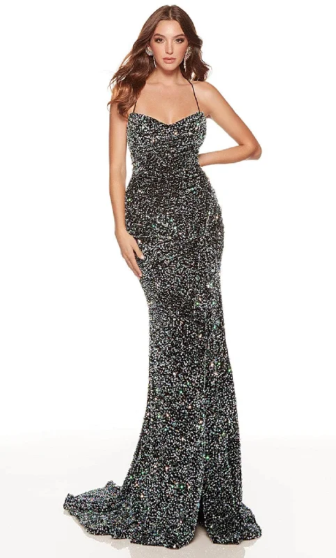 Plus size dresses with wrap fronts fit well -Dress for K-pop fashion-Alyce Paris 61342 - Sequined Sheath Prom Dress