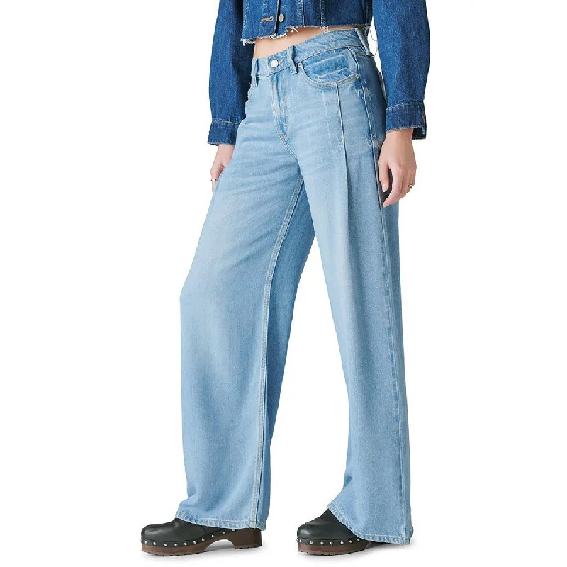 Four Pocket Jeans for Simplicity -Denim jeans with cropped length-Lucky Brand Womens Palazzo Light Wash Wide Leg Jeans