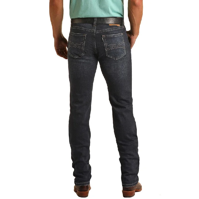 Decorated Back Pocket Jeans for Style -Denim jeans for casual wear-"Dark Wash" Reflex Revolver Slim Straight Jeans