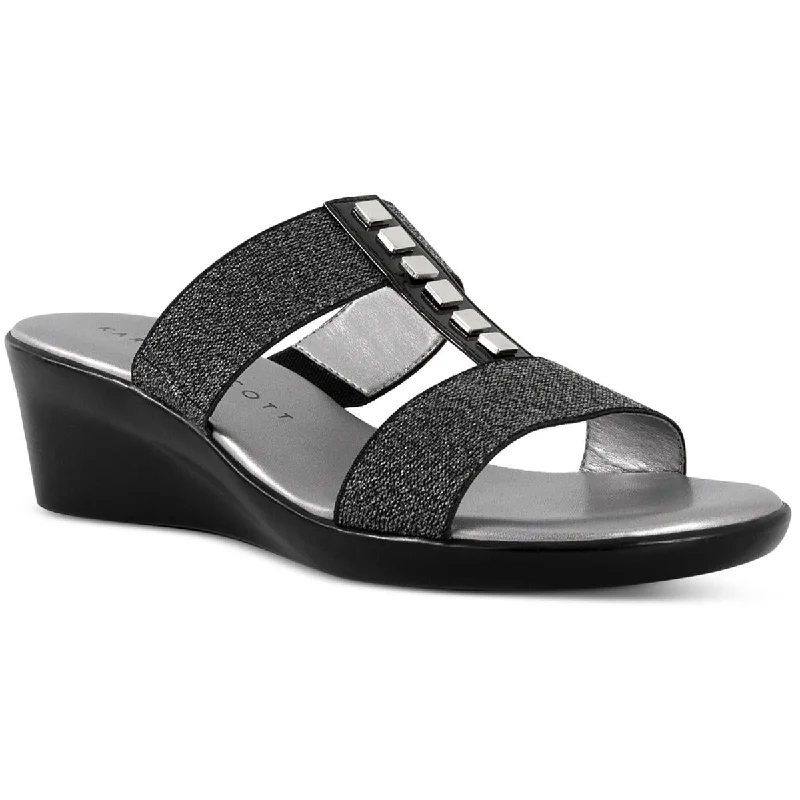 Trendy sandals for men with breathable fabric and adjustable straps for summer wear-Karen Scott Womens Shirmaa Comfort Insole  Slide Sandals