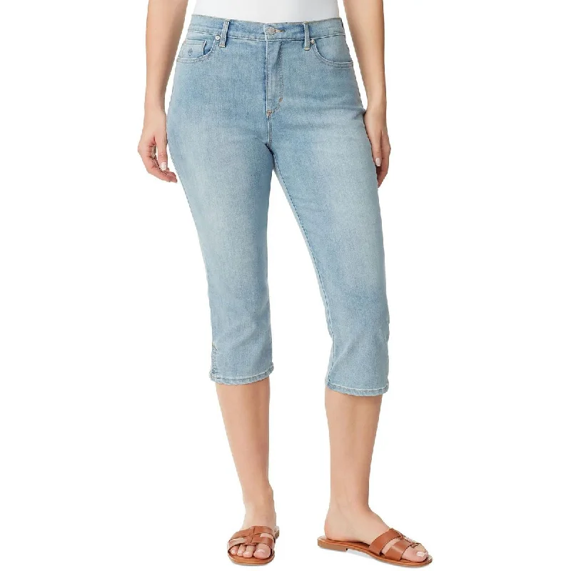 Yoga Jeans for Stretch -Denim jeans for outdoor adventures-Gloria Vanderbilt Womens Amanda High Rise Light Wash Capri Jeans