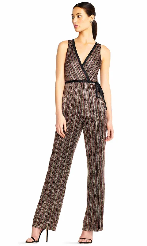 Plus size dresses with supportive linings feel great -Dress with sheer fabric-Aidan Mattox - MN1E204789 Plunging V Neck Jumpsuit