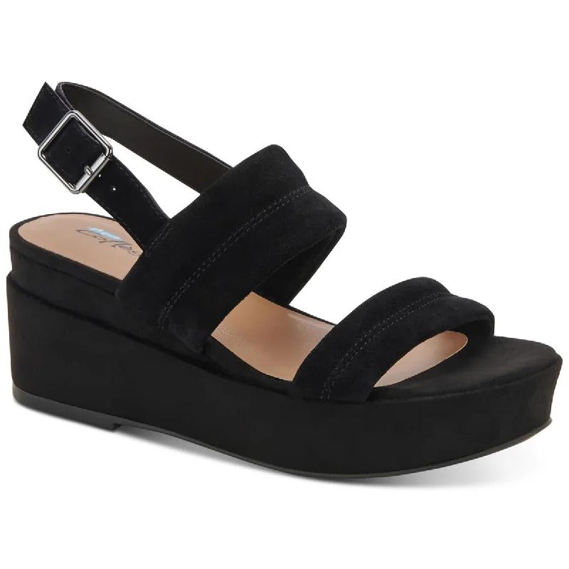 Stylish sandals for women with unique buckle details and flat design-Aqua College Womens Nuria Suede Platform Slingback Sandals