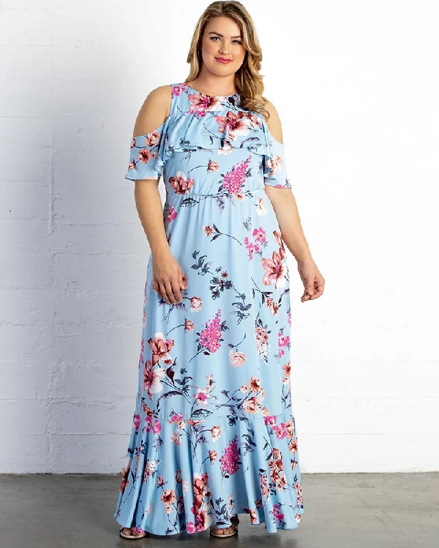 Plus size dresses featuring textured weaves add interest -Dress for evening events-Piper Cold Shoulder Maxi Dress - Final Sale!