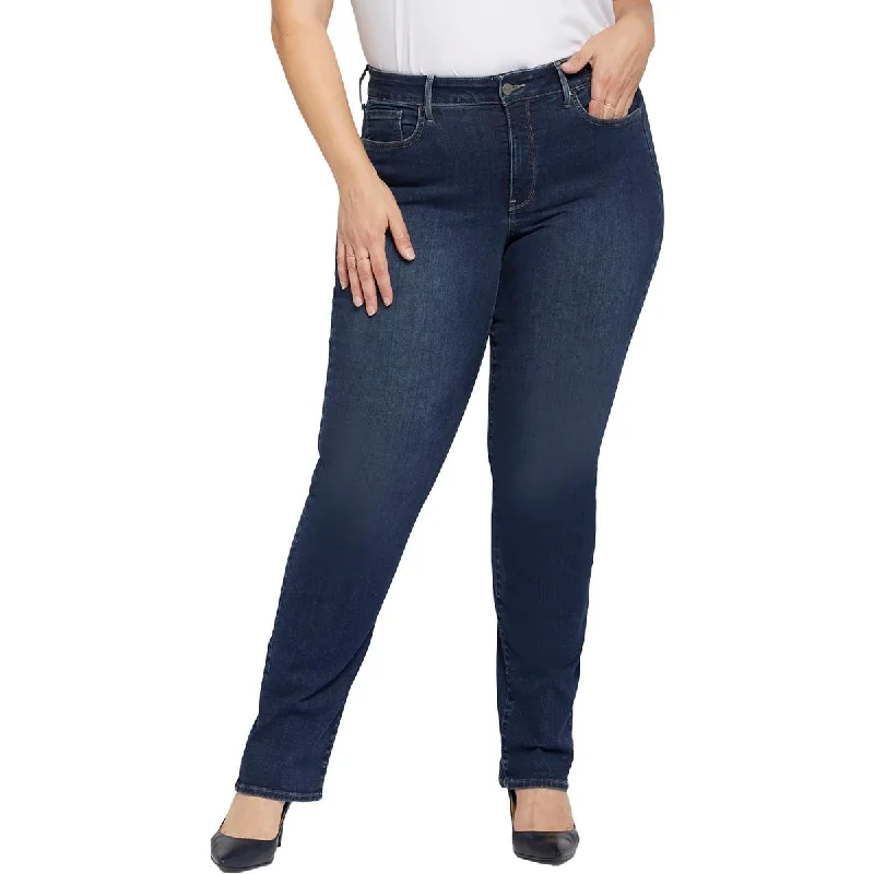 Gray Jeans for Neutral Tone -Denim jeans with chains-NYDJ Womens Plus Marilyn Tencel Denim Straight Leg Jeans