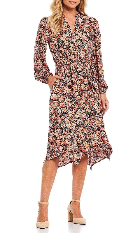 Plus size dresses featuring lace details feel romantic -Dress for evening events-London Times T5903M - Bishop Sleeve Floral Dress