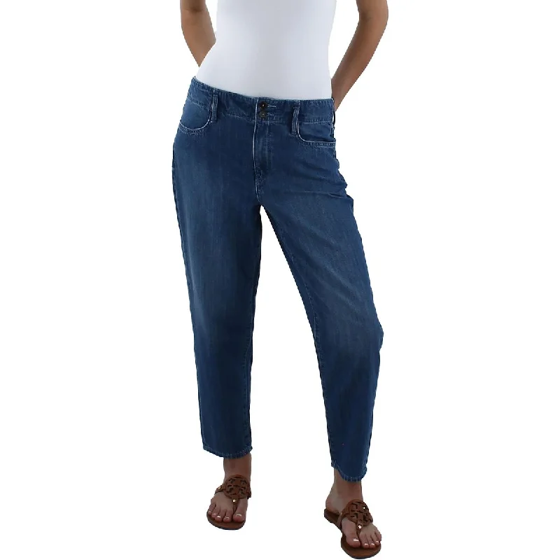 Stonewashed Jeans for Softness -Denim jeans with elastic waist-NYDJ Womens Iconic Organic Cotton Slimming Mom Jeans