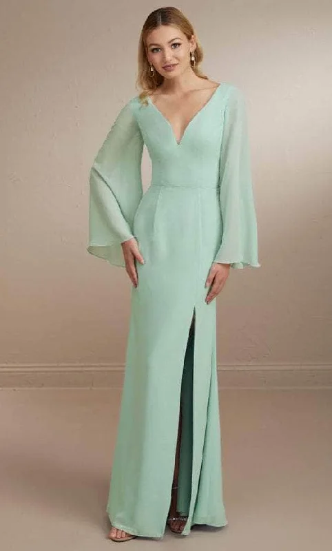 Plus size dresses with unique cuts stand apart -Dress with high slit-Christina Wu Celebration 22164 - Flowy Bell Sleeve Evening Gown