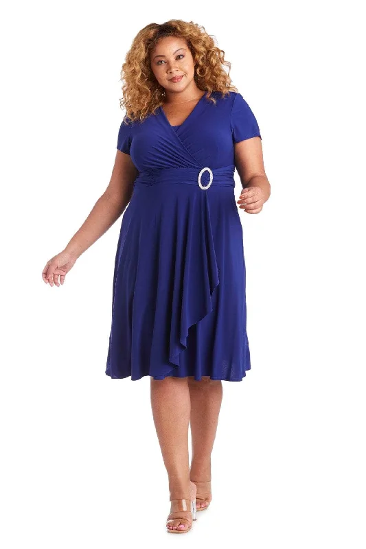 Plus size dresses with unique patterns catch eyes -Dress for cocktail parties-R&M Richards 1149W - Faux Wrap Cocktail Dress