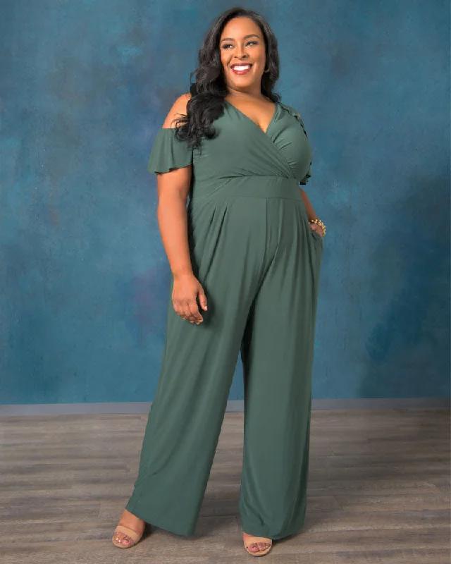 Plus size dresses with comfy flows feel gentle -Dress for mature women-Tastemaker Jumpsuit - Final Sale!