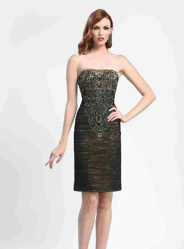 Plus size dresses with V-necks elongate figures -Dress for Easter-Sue Wong - N4143 Strapless Ruched Mesh Cocktail Dress