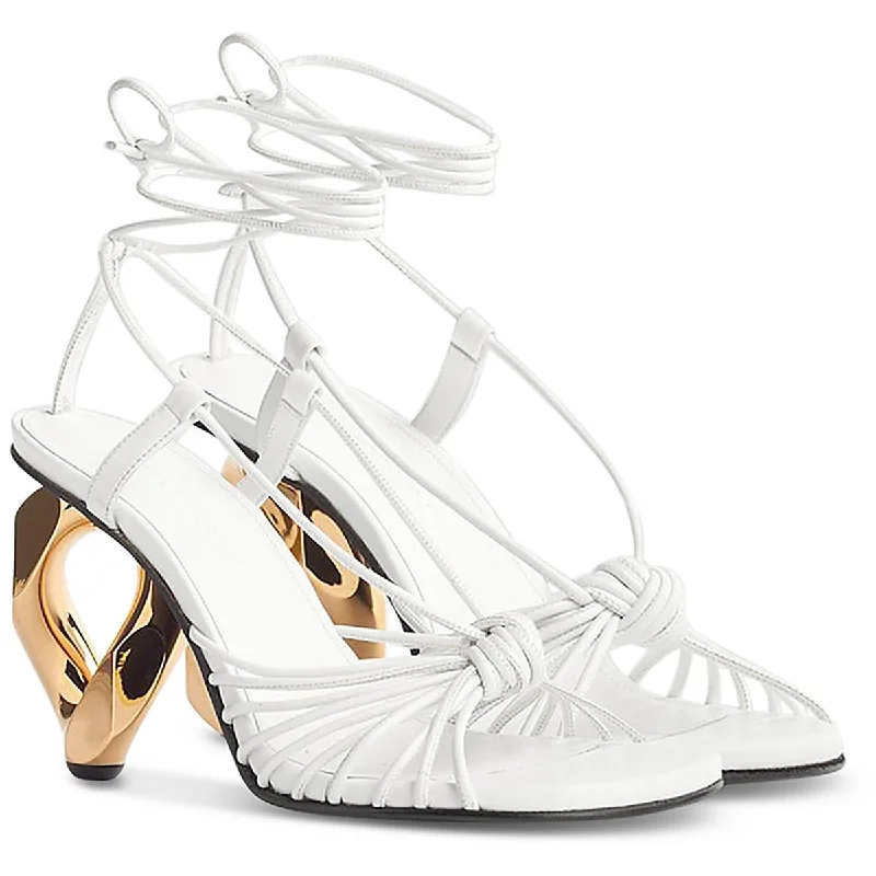 Elegant sandals for women with high heels and lace-up design for formal events-JW Anderson Womens Leather Knot Strappy Sandals